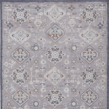 12' X 15' Gray Charcoal And Orange Floral Area Rug