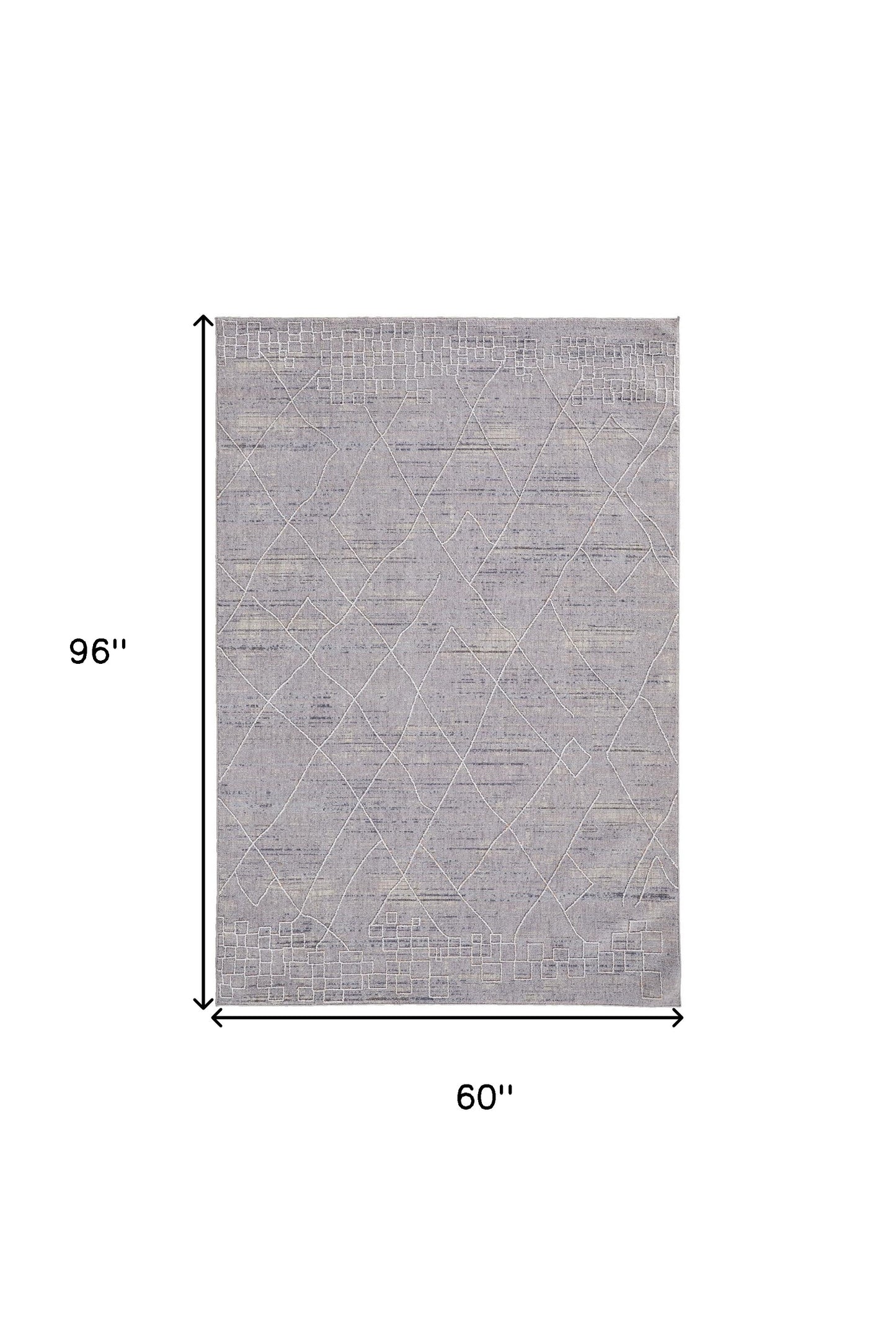 5' X 8' Gray Striped Power Loom Distressed Area Rug