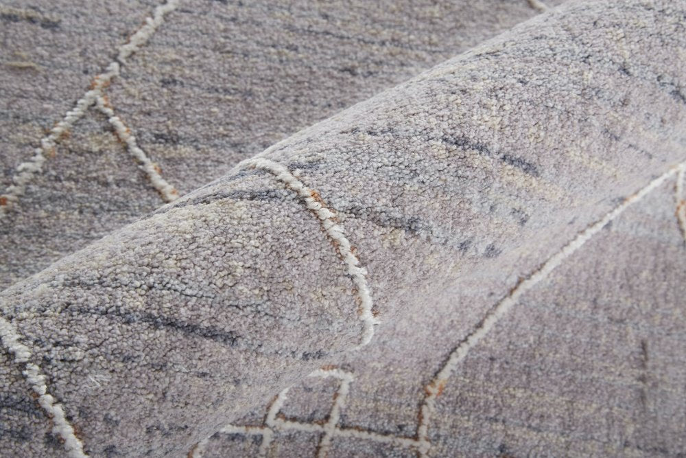 12' X 15' Gray And Ivory Striped Distressed Area Rug