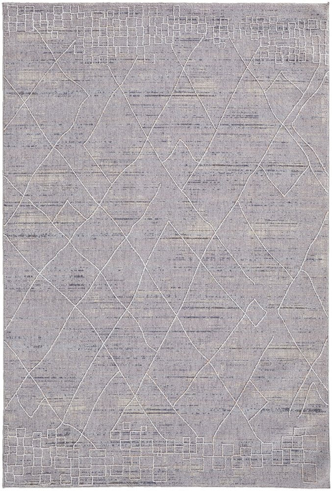 12' X 15' Gray And Ivory Striped Distressed Area Rug
