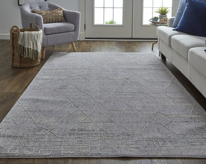 12' X 15' Gray And Ivory Striped Distressed Area Rug