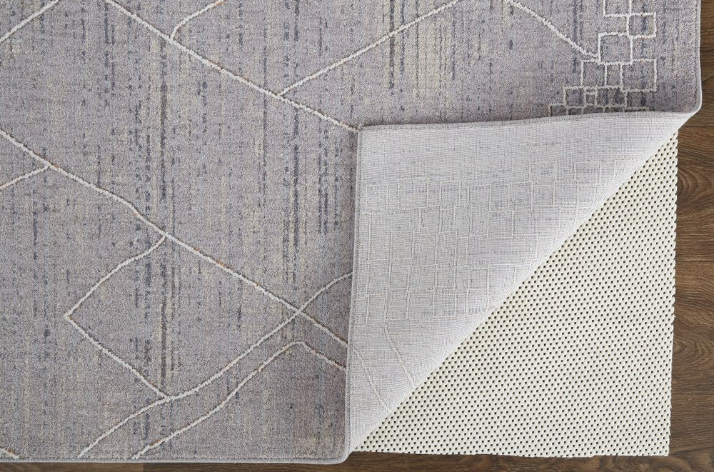 12' X 15' Gray And Ivory Striped Distressed Area Rug