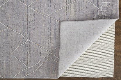 12' X 15' Gray And Ivory Striped Distressed Area Rug