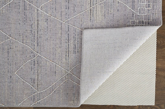 12' X 15' Gray And Ivory Striped Distressed Area Rug