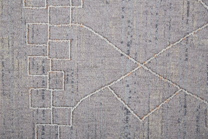 12' X 15' Gray And Ivory Striped Distressed Area Rug