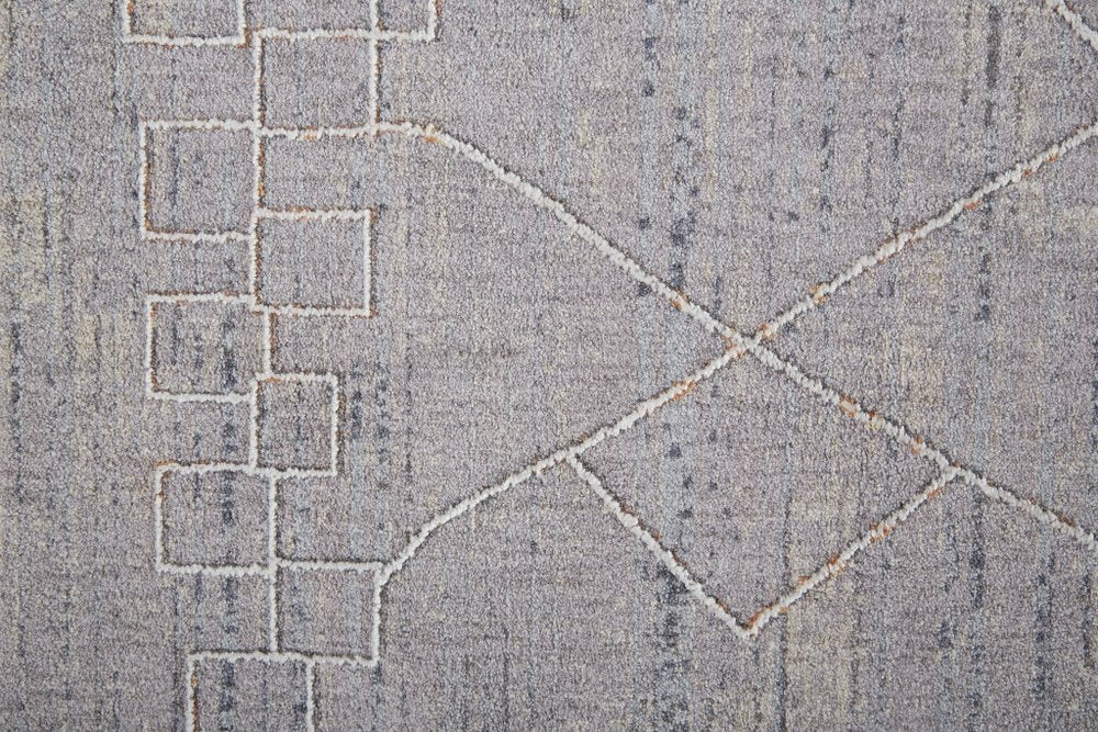 12' X 15' Gray And Ivory Striped Distressed Area Rug