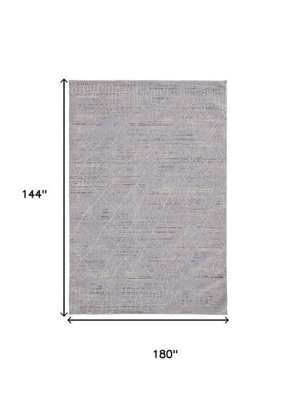 12' X 15' Gray And Ivory Striped Distressed Area Rug