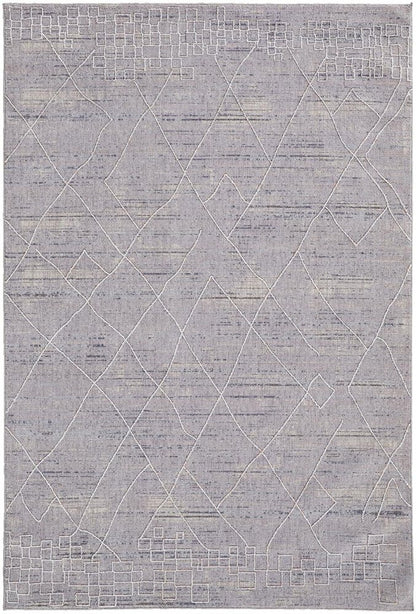 12' X 15' Gray And Ivory Striped Distressed Area Rug