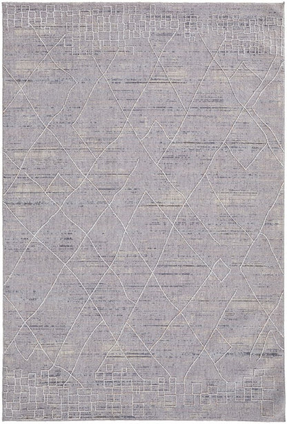 12' X 15' Gray And Ivory Striped Distressed Area Rug