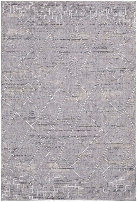 12' X 15' Gray And Ivory Striped Distressed Area Rug