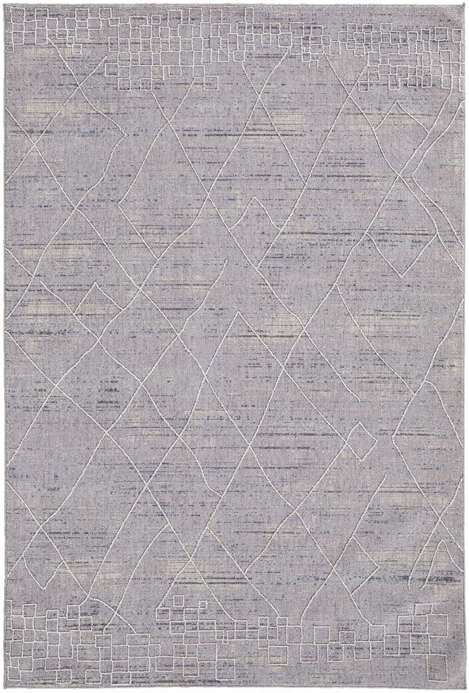 12' X 15' Gray And Ivory Striped Distressed Area Rug