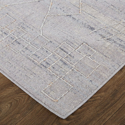 12' X 15' Gray And Ivory Striped Distressed Area Rug