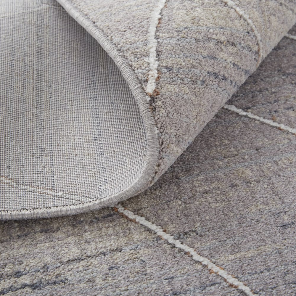 12' X 15' Gray And Ivory Striped Distressed Area Rug