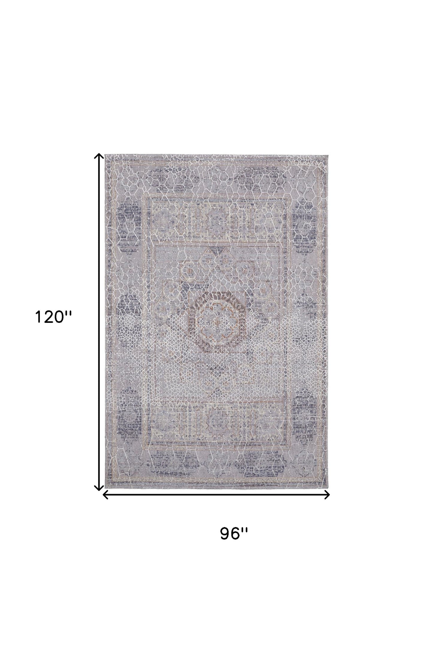 2' X 3' Gray And Ivory Floral Power Loom Distressed Stain Resistant Area Rug