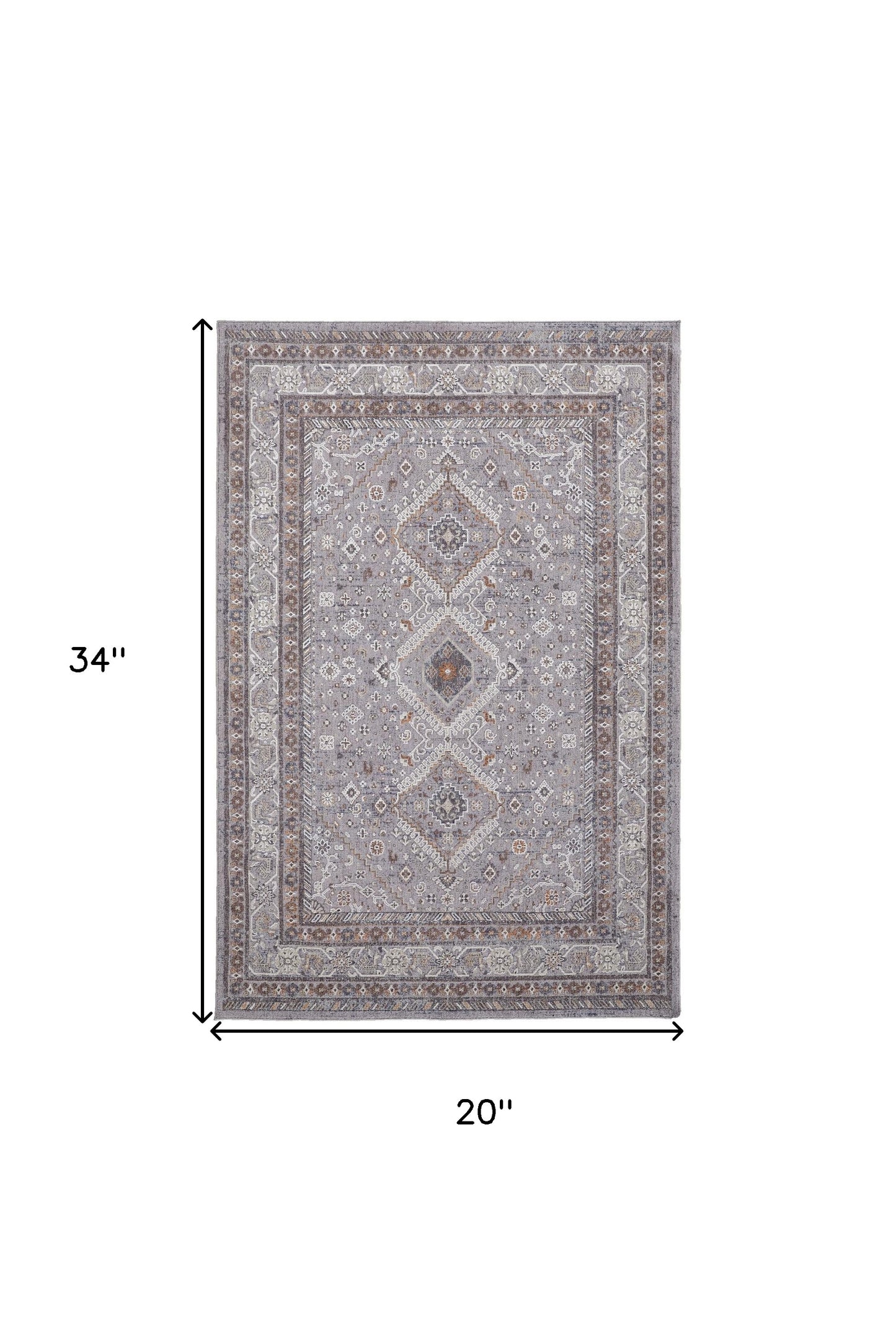 7' X 9' Gray Orange And Ivory Floral Power Loom Stain Resistant Area Rug