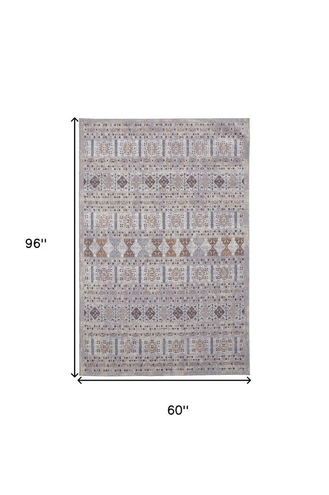 12' X 15' Orange Gray And White Geometric Power Loom Distressed Stain Resistant Area Rug