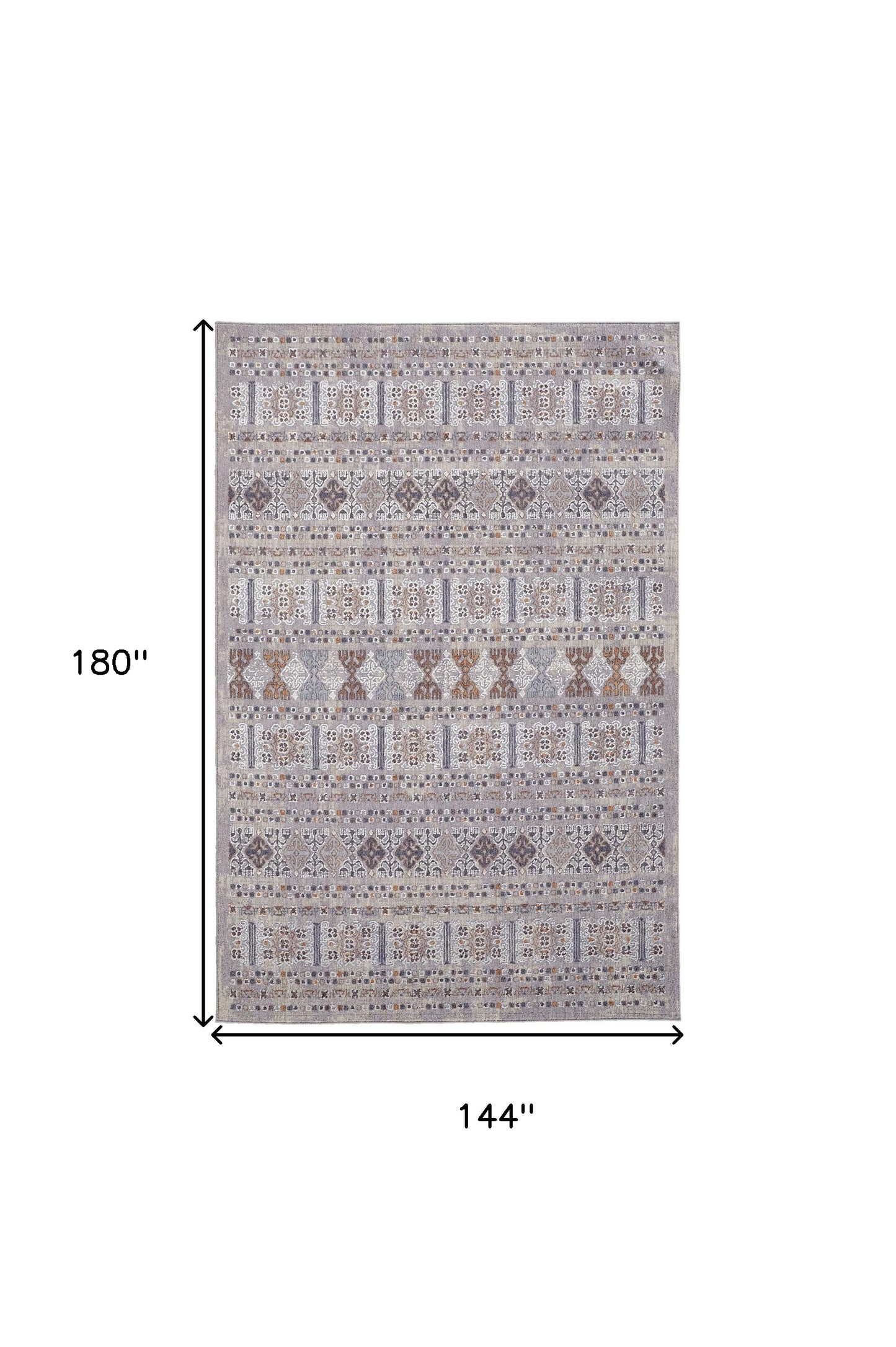 12' X 15' Orange Gray And White Geometric Power Loom Distressed Stain Resistant Area Rug