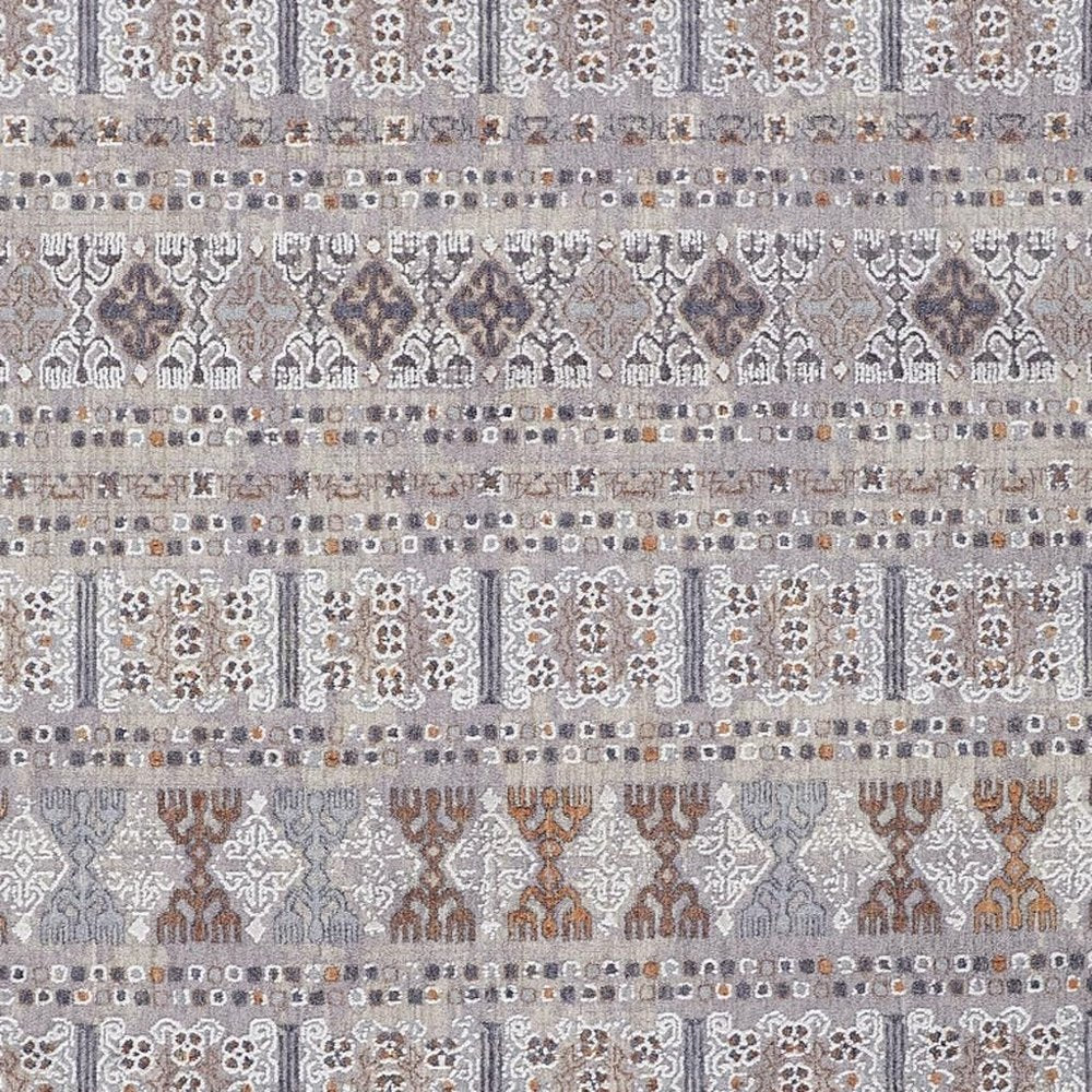 12' X 15' Orange Gray And White Geometric Power Loom Distressed Stain Resistant Area Rug