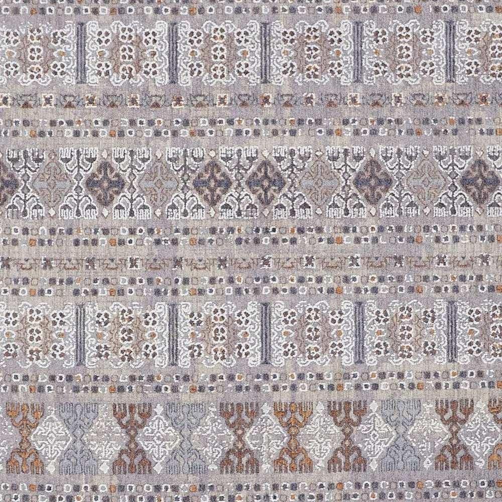 12' X 15' Orange Gray And White Geometric Power Loom Distressed Stain Resistant Area Rug