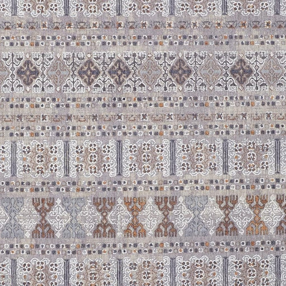12' X 15' Orange Gray And White Geometric Power Loom Distressed Stain Resistant Area Rug