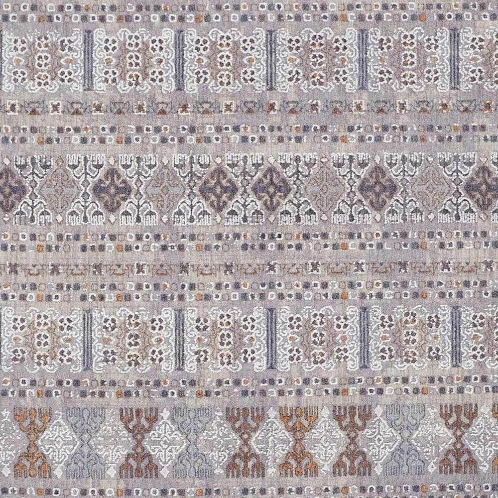 12' X 15' Orange Gray And White Geometric Power Loom Distressed Stain Resistant Area Rug