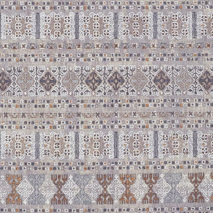 12' X 15' Orange Gray And White Geometric Power Loom Distressed Stain Resistant Area Rug