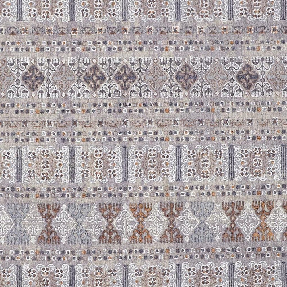 12' X 15' Orange Gray And White Geometric Power Loom Distressed Stain Resistant Area Rug