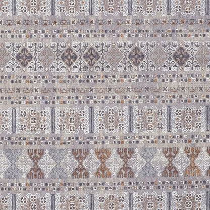 12' X 15' Orange Gray And White Geometric Power Loom Distressed Stain Resistant Area Rug