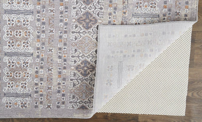 12' X 15' Orange Gray And White Geometric Power Loom Distressed Stain Resistant Area Rug