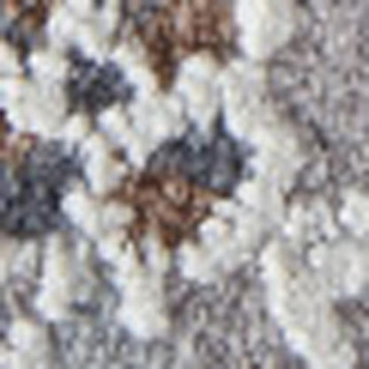 12' X 15' Orange Gray And White Geometric Power Loom Distressed Stain Resistant Area Rug