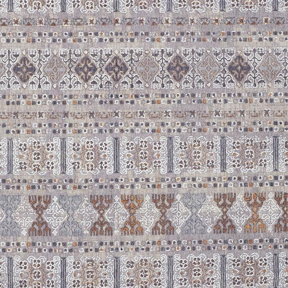 12' X 15' Orange Gray And White Geometric Power Loom Distressed Stain Resistant Area Rug