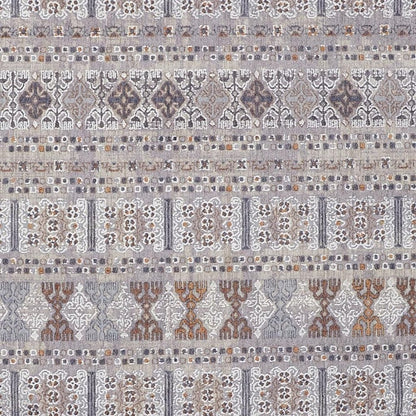 12' X 15' Orange Gray And White Geometric Power Loom Distressed Stain Resistant Area Rug