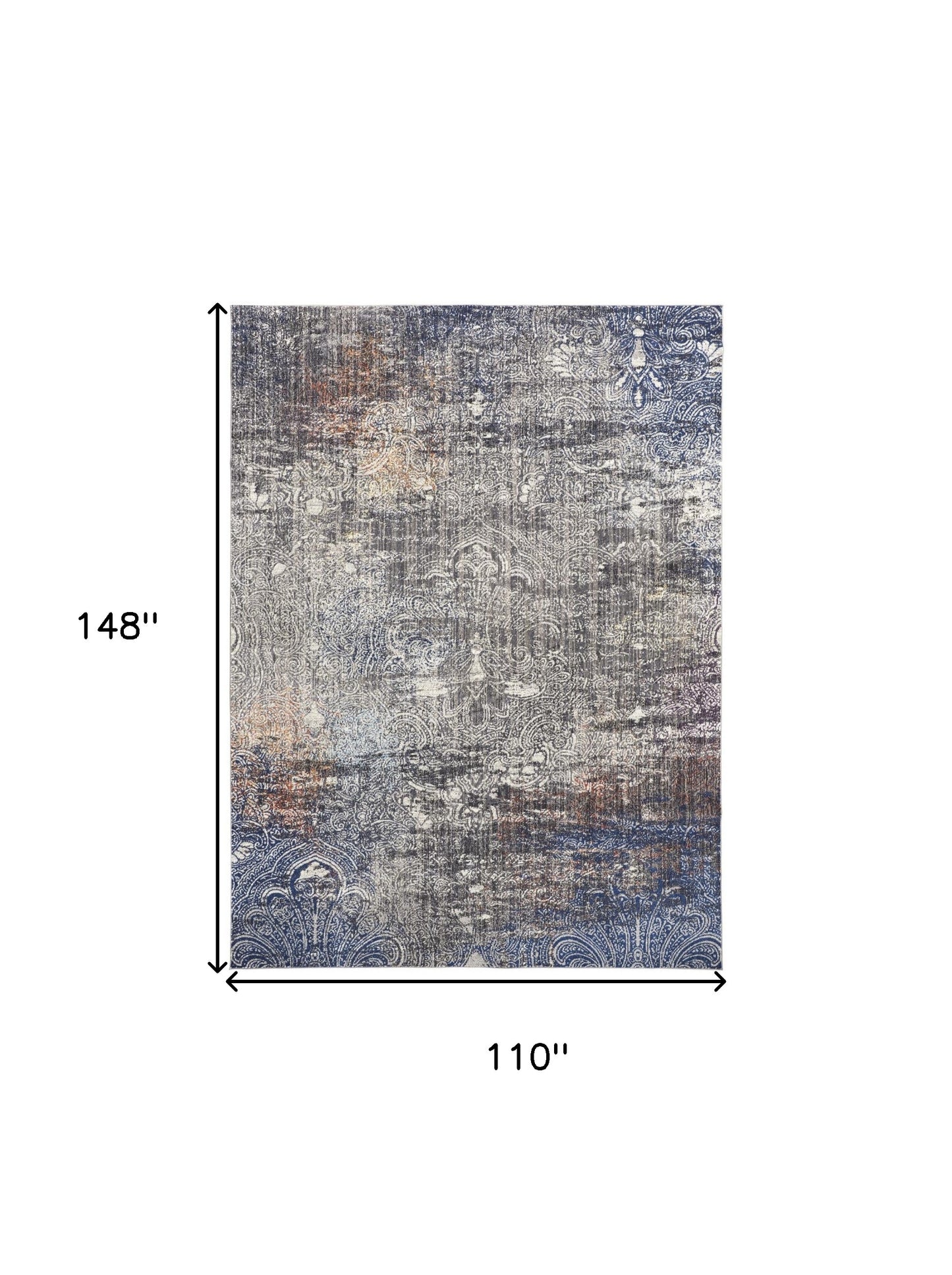 5' X 8' Taupe Blue And Ivory Abstract Power Loom Distressed Stain Resistant Area Rug