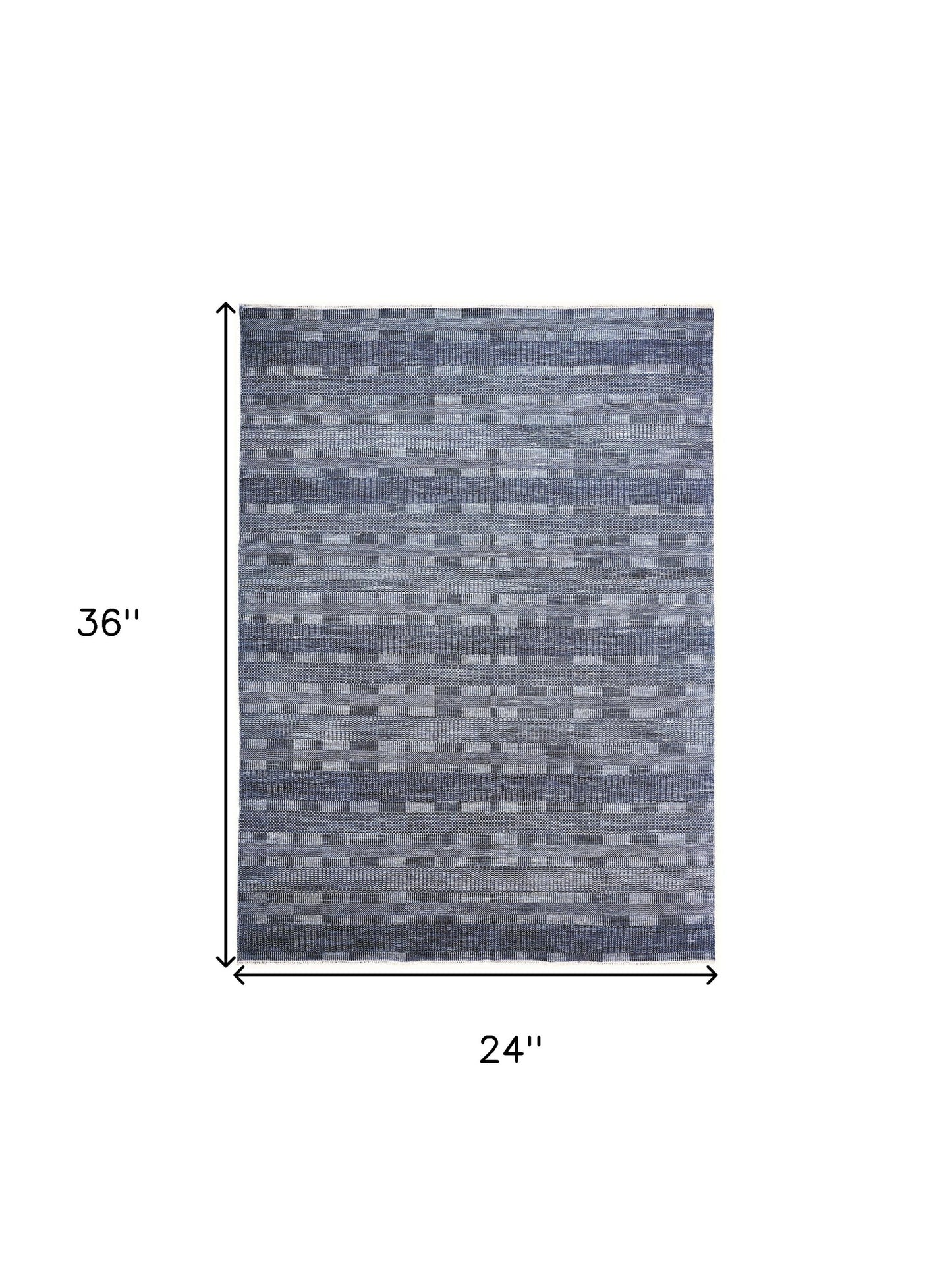 8' X 10' Blue And Gray Wool Striped Hand Knotted Area Rug