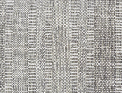 8' X 10' Blue And Silver Wool Striped Shag Hand Knotted Area Rug