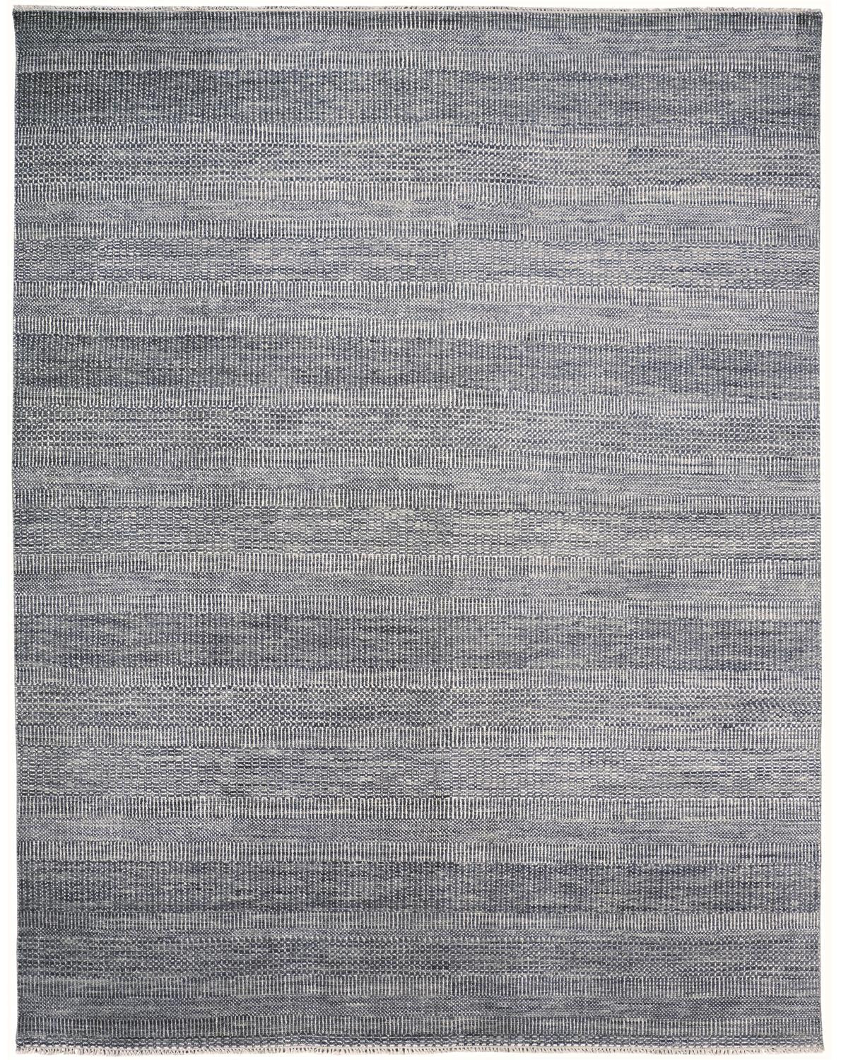 8' X 10' Silver Wool Striped Hand Knotted Area Rug