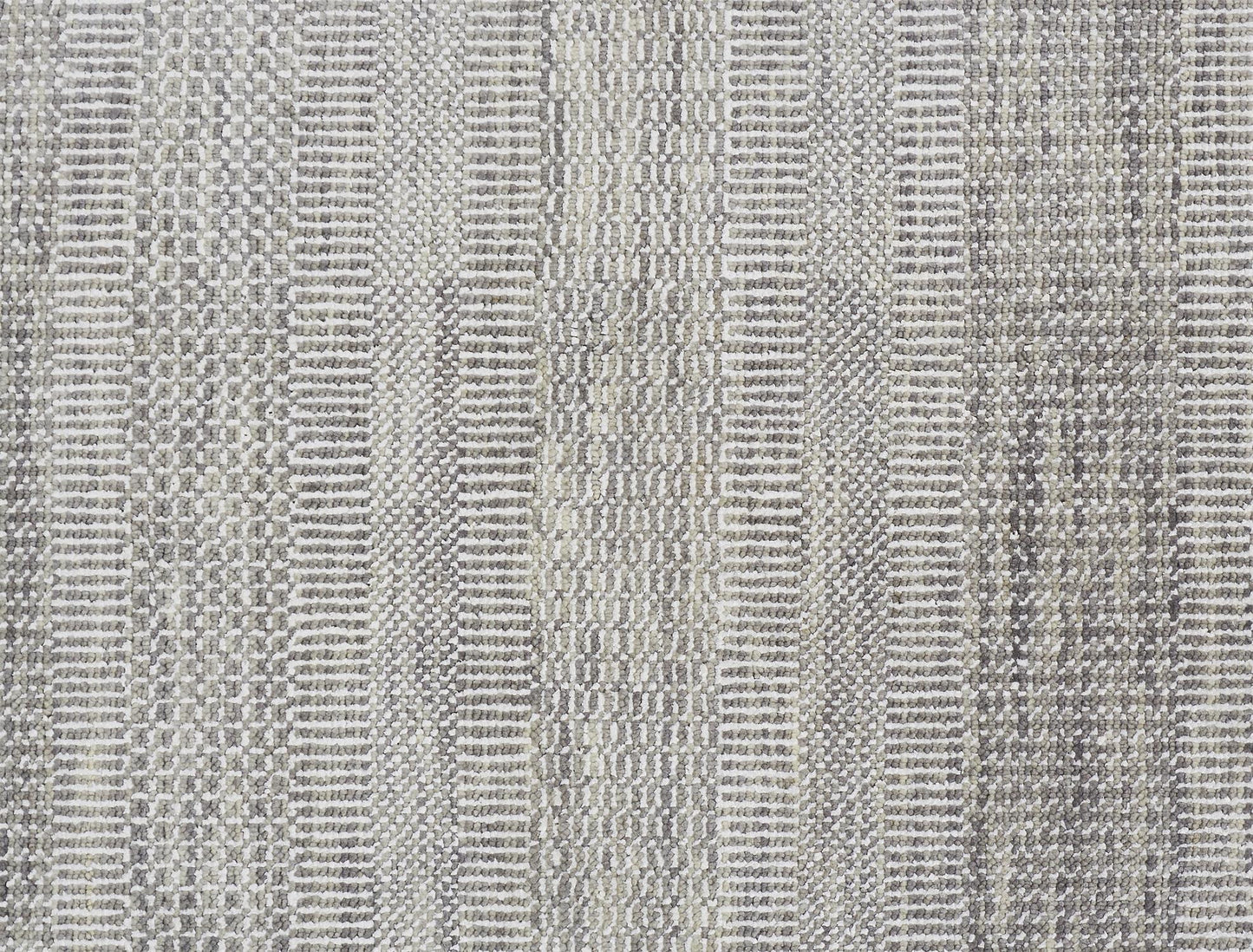 8' X 10' Silver Wool Striped Hand Knotted Area Rug