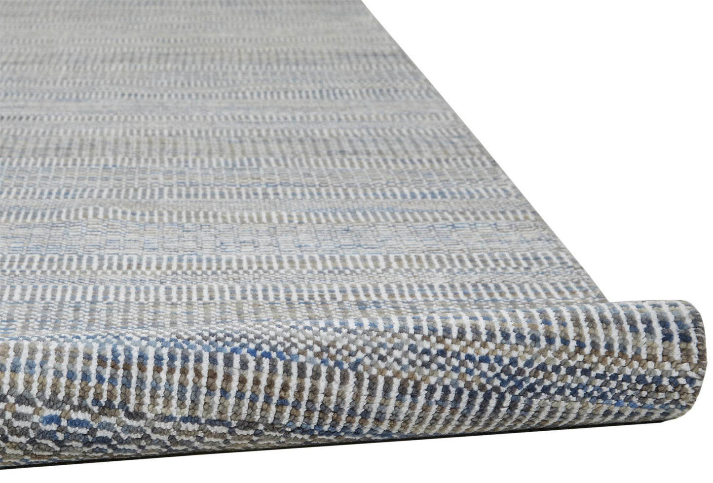 2' X 3' Silver Wool Striped Hand Knotted Area Rug