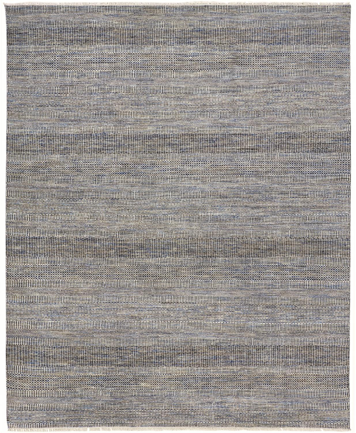 2' X 3' Silver Wool Striped Hand Knotted Area Rug