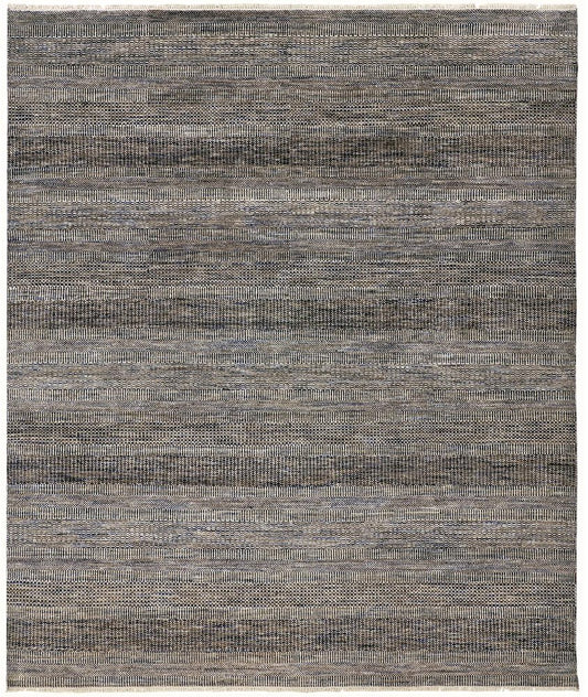 2' X 3' Gray Ivory And Brown Wool Striped Hand Knotted Area Rug
