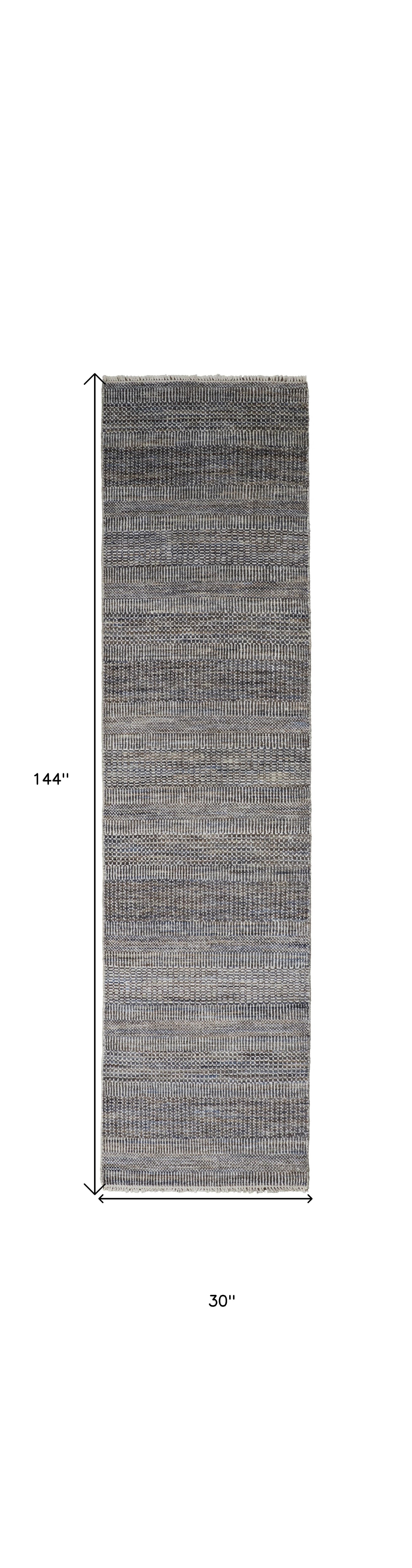 2' X 3' Gray Wool Striped Hand Knotted Area Rug