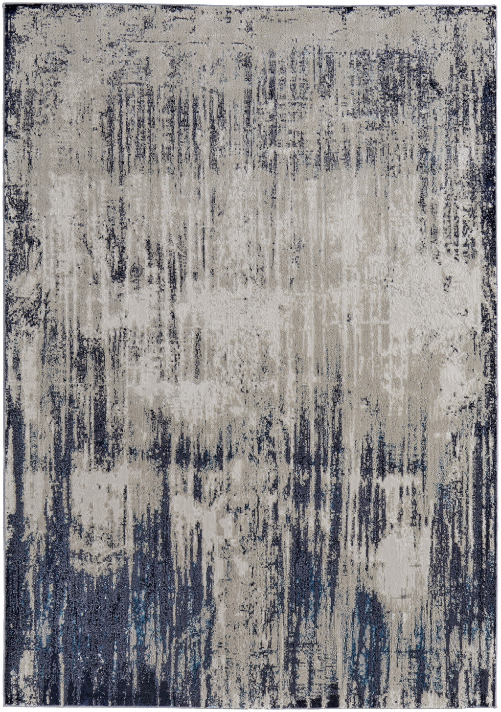 4' X 6' Tan Blue And Ivory Abstract Power Loom Distressed Area Rug