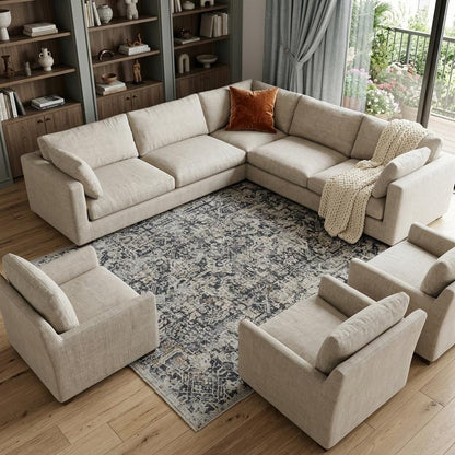 8' X 10' Gray and Ivory Abstract Power Loom Distressed Non Skid Area Rug With Fringe