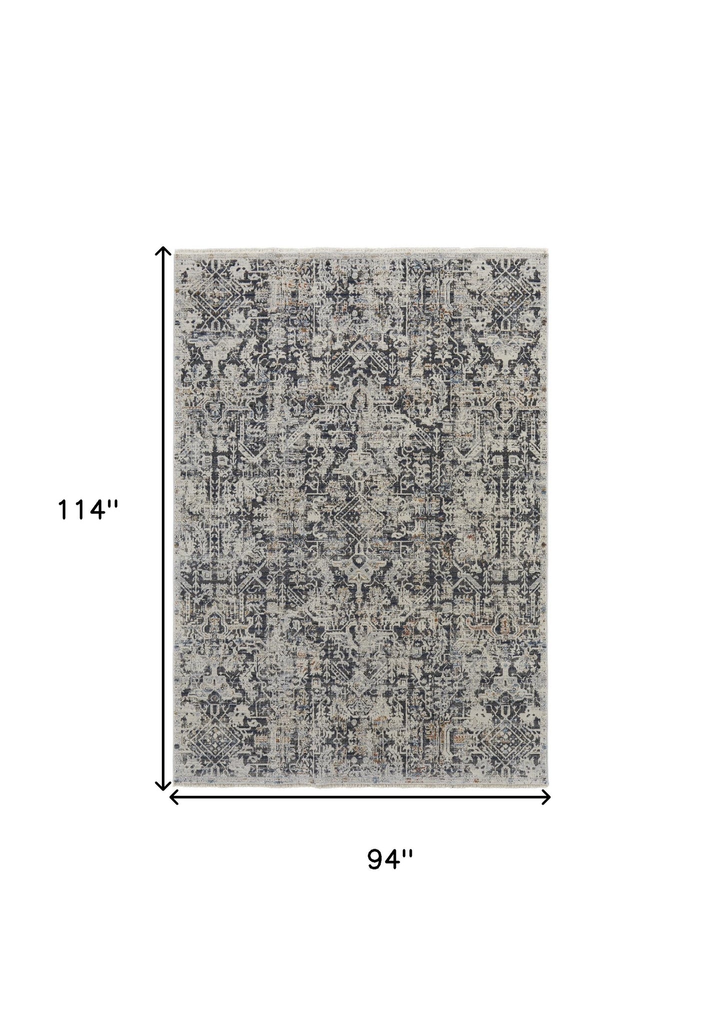 5' X 8' Ivory Gray And Taupe Abstract Power Loom Distressed Area Rug With Fringe