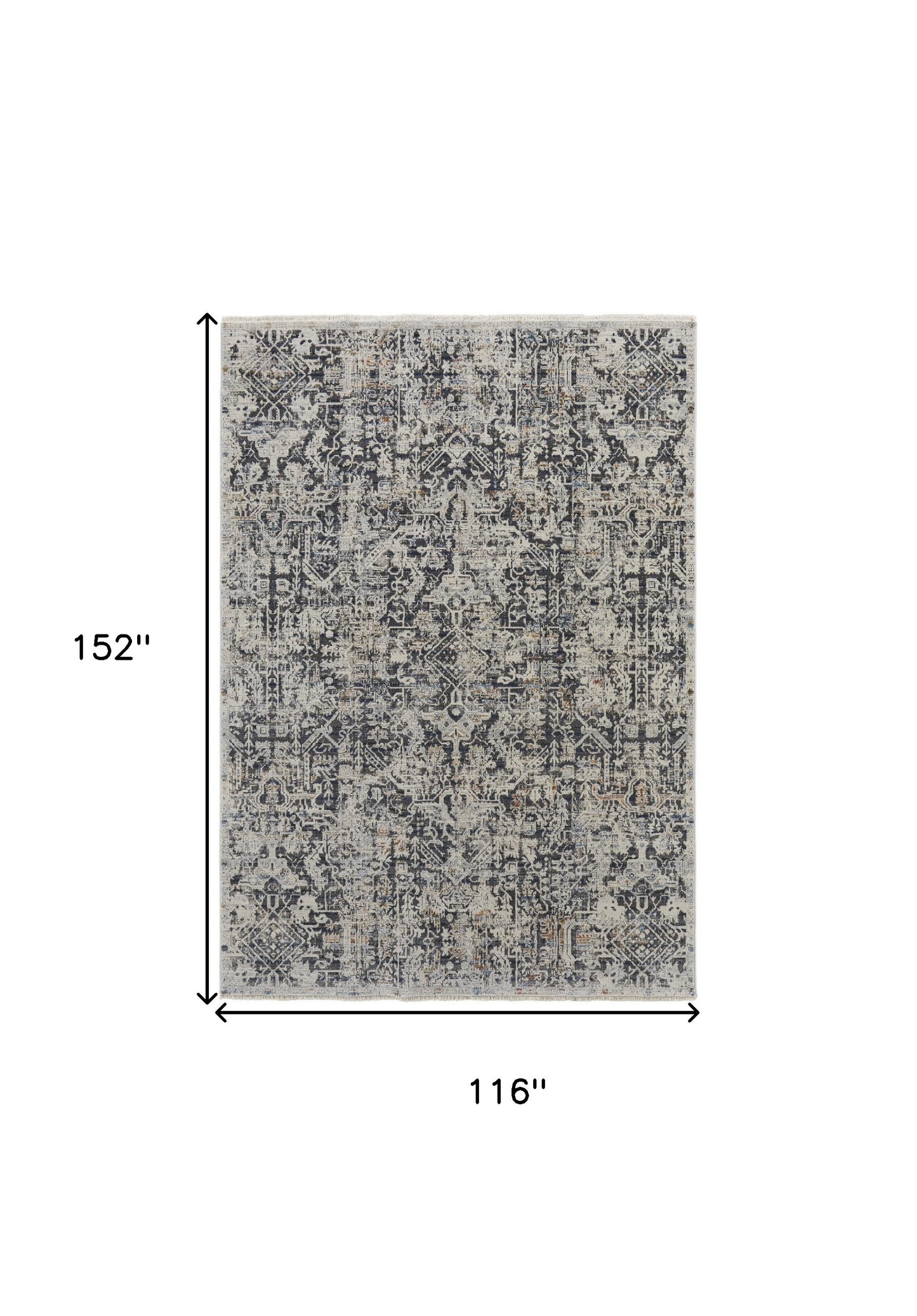 12' X 15' Ivory Gray And Taupe Abstract Power Loom Distressed Area Rug With Fringe