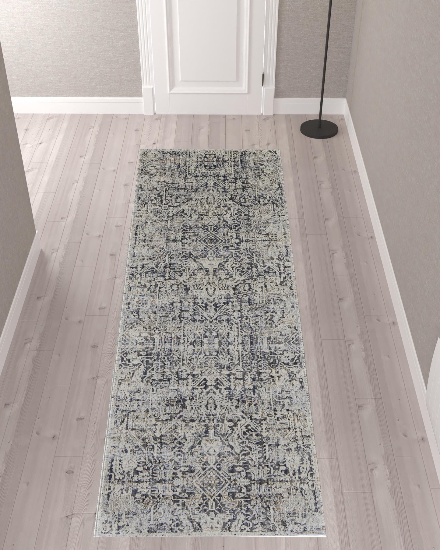 5' X 8' Ivory Gray And Taupe Abstract Power Loom Distressed Area Rug With Fringe