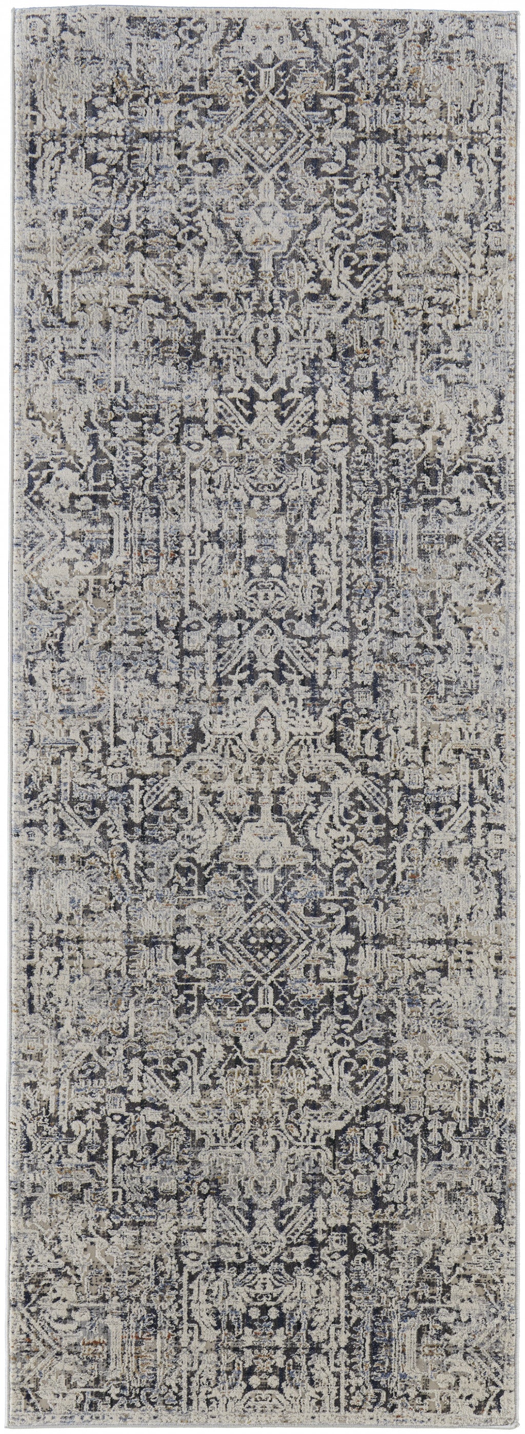 12' X 15' Ivory Gray And Taupe Abstract Power Loom Distressed Area Rug With Fringe