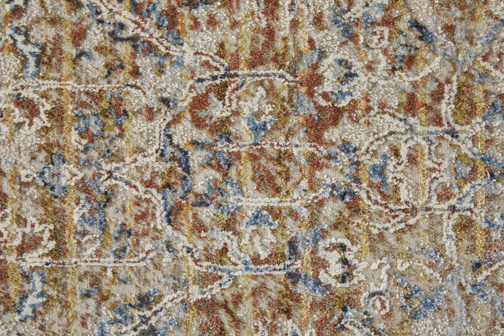 12' X 15' Tan Ivory And Orange Floral Power Loom Area Rug With Fringe