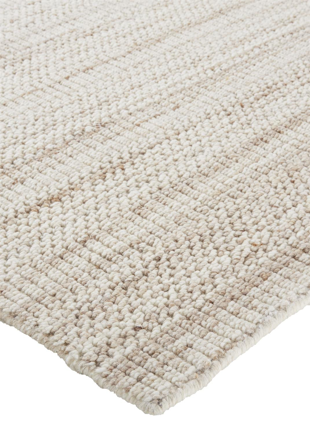 5' X 8' Ivory Wool Hand Woven Stain Resistant Area Rug