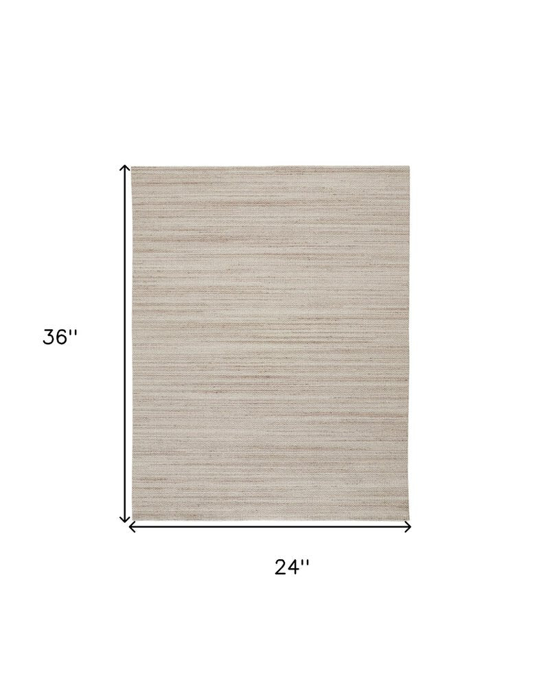 2' X 3' Ivory Wool Hand Woven Stain Resistant Area Rug